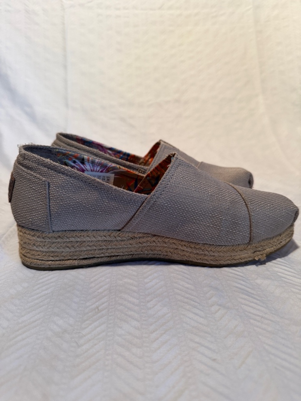 Bobs from Skechers Taupe Canvas Slip-On Espadrilles - Casual Everyday Shoes. - Picture 6 of 9